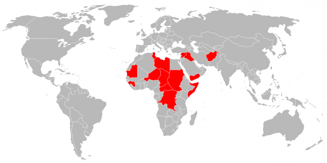 Map of Dangerous Countries